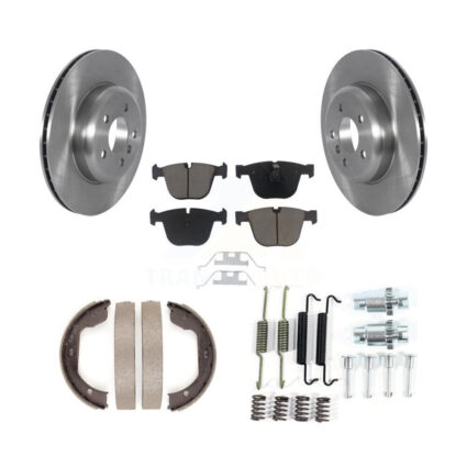 Rear Disc Rotors Ceramic Pads Parking Shoes & Hardware Kit For BMW 535i GT xDrive 740Li 7 K8C-104480