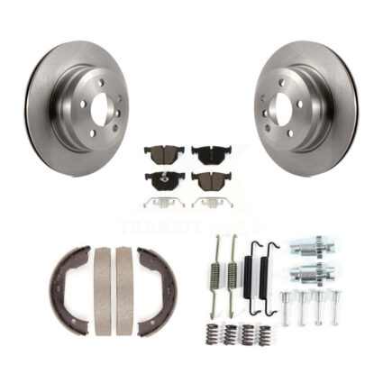 Rear Disc Rotors Ceramic Pads Parking Brake Shoes And Hardware Kit For BMW X5 X6 K8C-104482