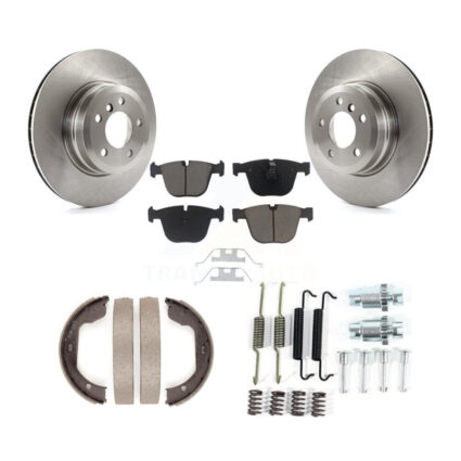 Rear Disc Rotors Ceramic Pads Parking Brake Shoes And Hardware Kit For BMW X5 X6 K8C-104483