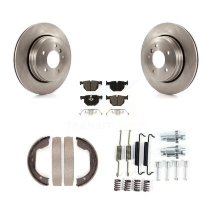 Rear Disc Rotors Ceramic Pads Parking Brake Shoes And Hardware Kit For BMW 530i 525i 528i K8C-104485