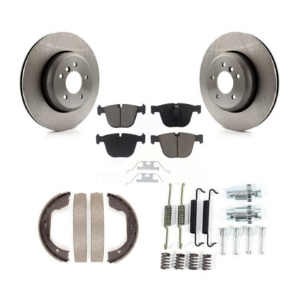 Rear Disc Rotors Ceramic Pads Parking Shoes And Hardware Kit For BMW 650i 645Ci 550i 545i K8C-104486