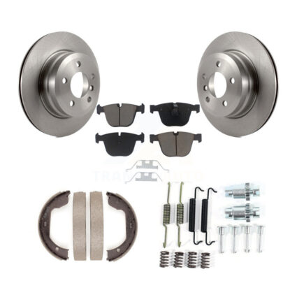 Rear Disc Rotors Ceramic Pads Parking Shoes Hardware Kit For BMW X6 xDrive35i From 10 08 K8C-104488