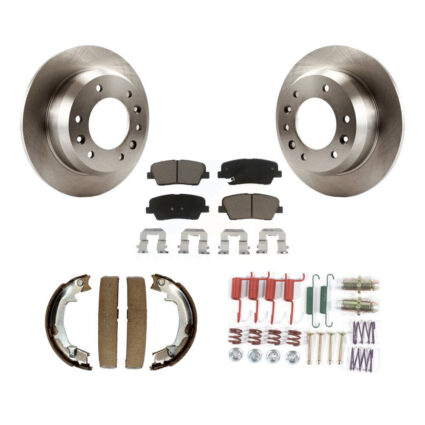 Rear Disc Rotors Ceramic Pads Parking Shoes Hardware Kit For Kia Sedona Hyundai Entourage K8C-104489