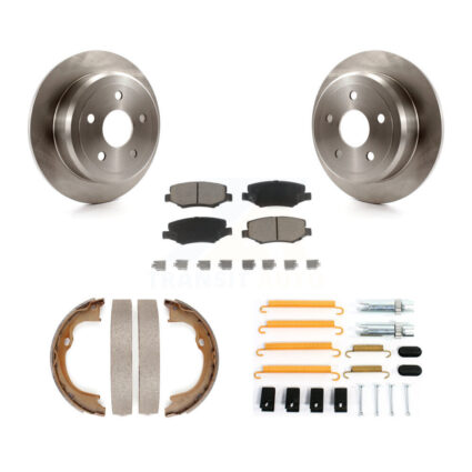 Rear Disc Rotors Ceramic Pads Parking Brake Shoes And Hardware Kit For Jeep Wrangler JK K8C-104492