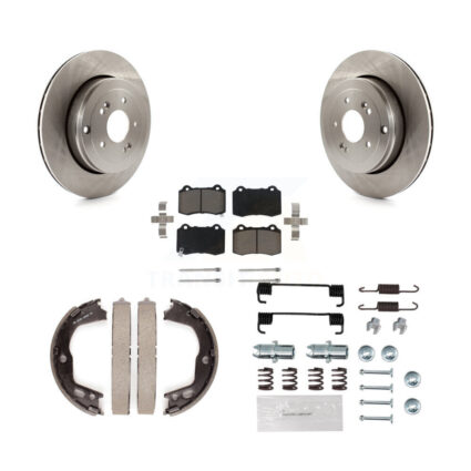 Rear Disc Rotors Ceramic Pads Parking Brake Shoes Hardware Kit For Hyundai Genesis Coupe K8C-104498