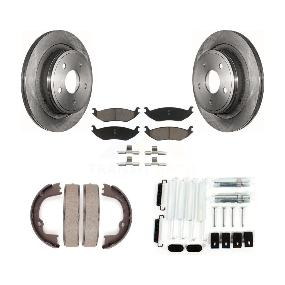 Rear Disc Rotors Ceramic Pads Parking Shoes Hardware Kit For Ram 1500 Classic Dodge Aspen K8C-104508