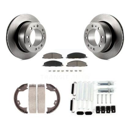 Rear Disc Rotors Ceramic Pads Parking Shoes & Hardware Kit For Ram 1500 With 8 Lug Wheels K8C-104509