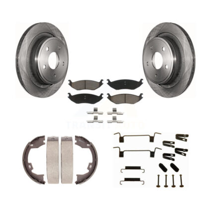 Rear Disc Rotors Ceramic Pads Parking Brake Shoes And Hardware Kit For Dodge Ram 1500 K8C-104515