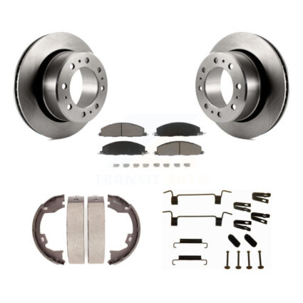 Rear Disc Rotors Ceramic Pads Parking Brake Shoes & Hardware Kit For Ram 3500 2500 Dodge K8C-104520
