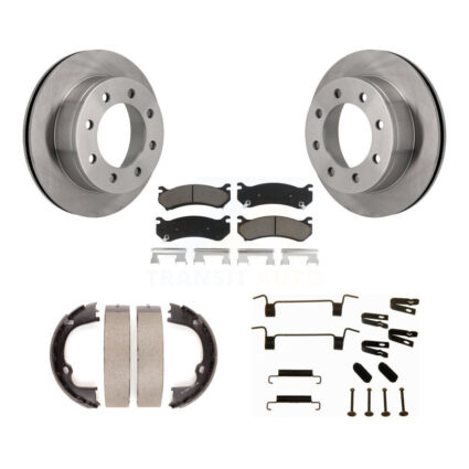 Rear Disc Rotors Ceramic Pads Parking Shoes Hardware Kit For Chevrolet GMC Silverado 2500 K8C-104521