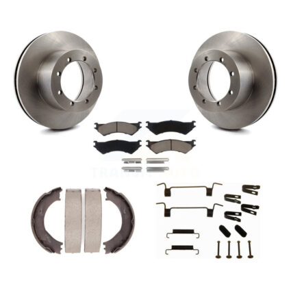 Rear Disc Rotors Ceramic Pads Parking Brake Shoes Hardware Kit For Ford E-350 Super Duty K8C-104523
