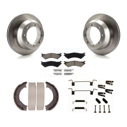Rear Disc Rotors Ceramic Pads Parking Shoes & Hardware Kit For Ford E-350 Super Duty Club K8C-104524