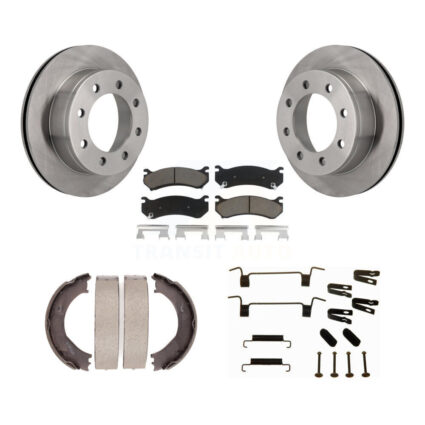 Rear Disc Rotors Ceramic Pads Parking Shoes Hardware Kit For Chevrolet Silverado 2500 HD K8C-104525