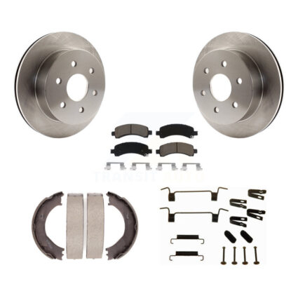Rear Disc Rotors Ceramic Pads Parking Shoes & Hardware Kit For GMC Savana 2500 Chevrolet K8C-104527