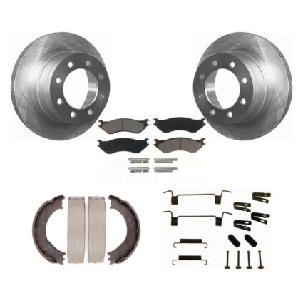 Rear Disc Rotors Ceramic Pads Parking Brake Shoes & Hardware Kit For Dodge Ram 2500 3500 K8C-104528