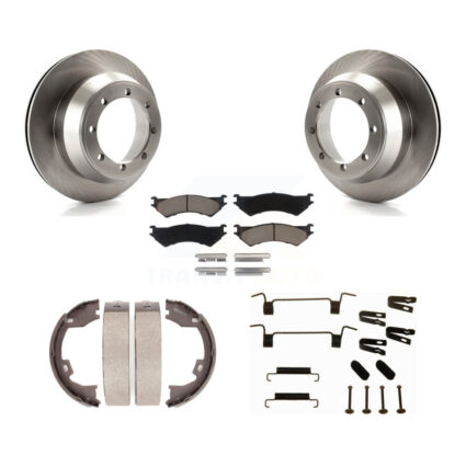 Rear Disc Rotors Ceramic Pads Parking Brake Shoes Hardware Kit For Ford E-350 Super Duty K8C-104532