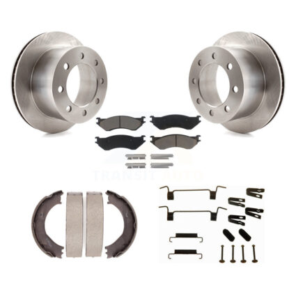 Rear Disc Rotors Ceramic Pads Parking Brake Shoes & Hardware Kit For Dodge Ram 2500 3500 K8C-104533