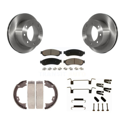 Rear Disc Rotors Ceramic Pads Parking Shoes Hardware Kit For Ford F-250 Super Duty F-350 K8C-104534