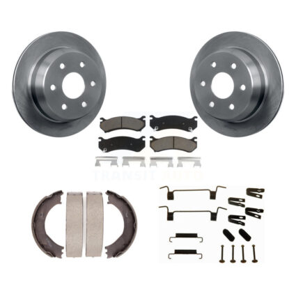 Rear Disc Rotors Ceramic Pads Parking Shoes Hardware Kit For Chevrolet Silverado 2500 HD K8C-104535