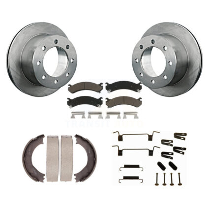 Rear Disc Rotors Ceramic Pads Parking Brake Shoes And Hardware Kit For GMC Sierra 3500 HD K8C-104539