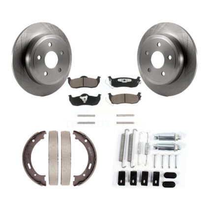 Rear Disc Rotors Ceramic Pads Parking Brake Shoes & Hardware Kit For Jeep Grand Cherokee K8C-104541