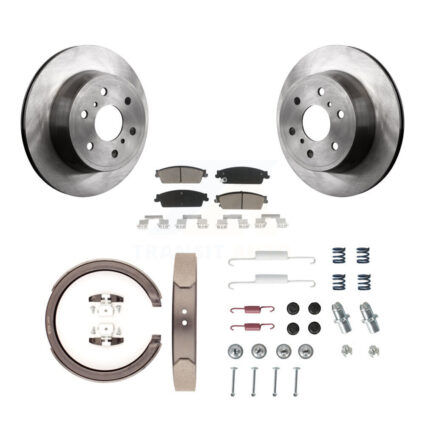 Rear Disc Rotors Ceramic Pads Parking Shoes & Hardware Kit For GMC Sierra 1500 Chevrolet K8C-104543