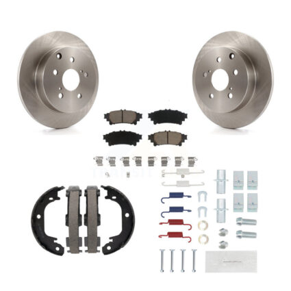 Rear Disc Rotors Ceramic Pads Parking Brake Shoes & Hardware Kit For Toyota Prius V Mirai K8C-104546