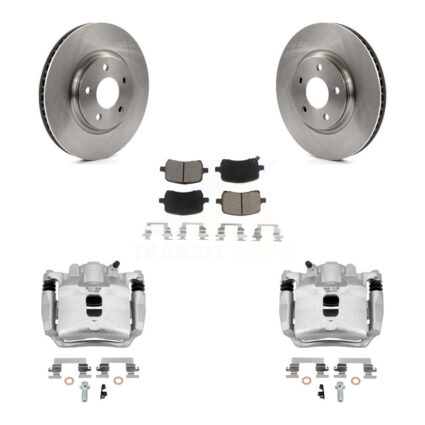 Front Brake Caliper Rotor Ceramic Pad Kit For Pontiac Pursuit 2.2L With Rear Disc Brakes KC8-100005C