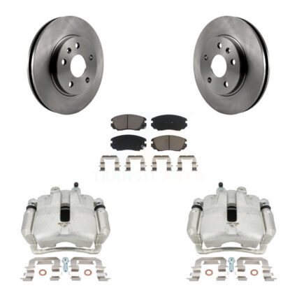 Front Brake Caliper Rotor Ceramic Pad Kit For 11 Buick Regal 2.0L With Solid Rear Rotors KC8-100024C