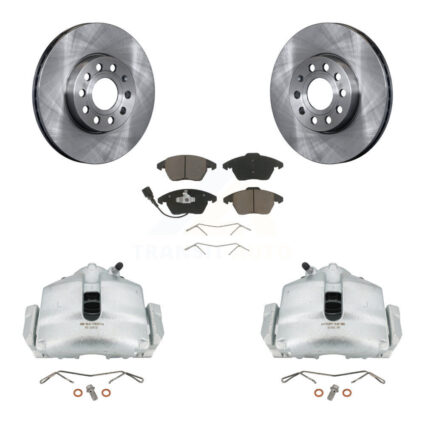 Front Brake Caliper Rotor & Ceramic Pad Kit For Volkswagen Jetta Golf Beetle Audi Eos A3 KC8-100042C