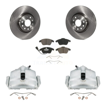 Front Brake Caliper Rotor Ceramic Pad Kit For Volkswagen Jetta Beetle GTI Audi Eos CC A3 KC8-100043C