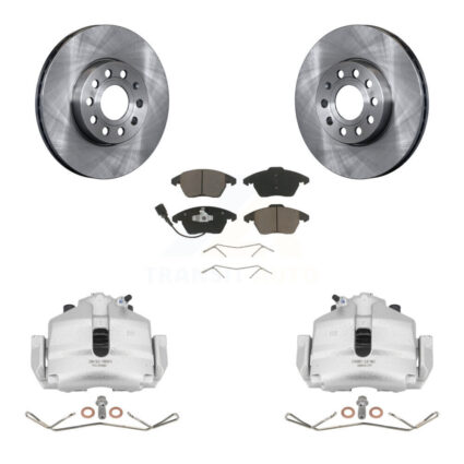 Front Brake Caliper Rotor & Ceramic Pad Kit For Volkswagen Jetta Golf Beetle Rabbit Audi KC8-100046C