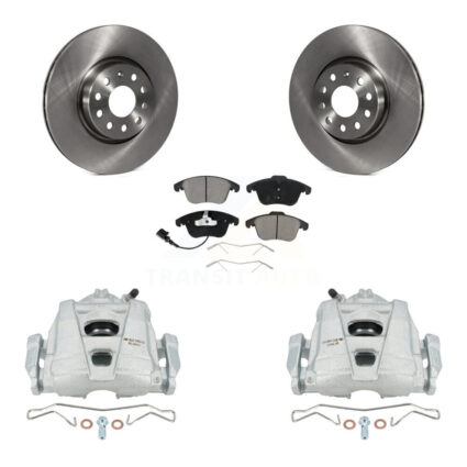 Front Brake Caliper Rotor & Ceramic Pad Kit For Volkswagen Tiguan Passat Audi Q3 Quattro KC8-100111C