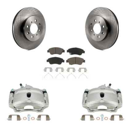 Front Brake Caliper Rotor Ceramic Pad Kit For Honda Civic Si with 1.7L With 4 Lug Wheels KC8-100118C
