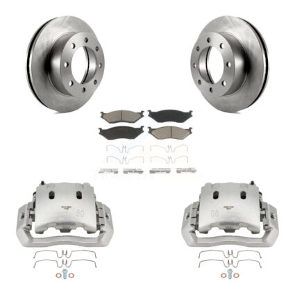 Front Brake Caliper Rotors & Ceramic Pad Kit For Ford F-450 Super Duty With 8 Lug Wheels KC8-100167C