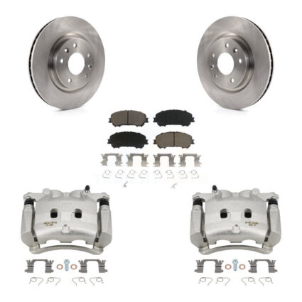 Front Brake Caliper Rotor Ceramic Pad Kit For 17-18 Nissan Rogue Without 3rd Row Seating KC8-100190C