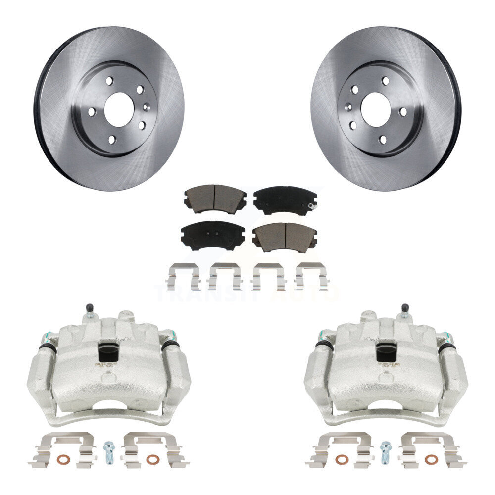 Front Brake Caliper Rotor Ceramic Pad Kit For 2010-2015 Chevrolet Camaro LT LS with 3.6L KC8-100250C