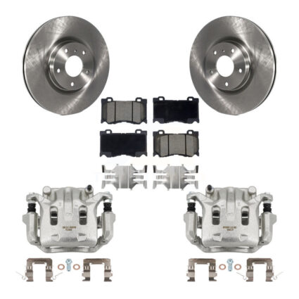 Front Brake Caliper Rotors Ceramic Pad Kit For 09-13 INFINITI G37 AWD With Brembo Brakes KC8-100314C