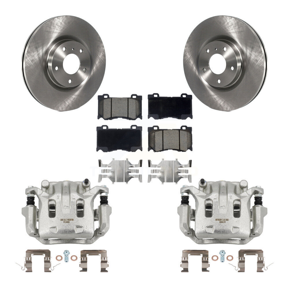Front Brake Caliper Rotors Ceramic Pad Kit For 09-13 INFINITI G37 AWD With Brembo Brakes KC8-100314C