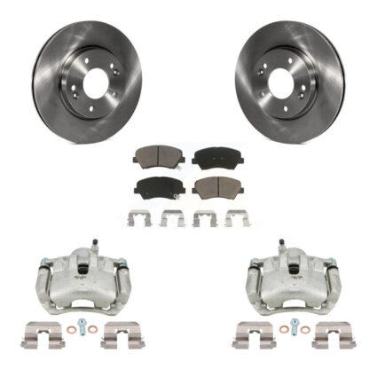 Front Brake Caliper Rotor Ceramic Pad Kit For Hyundai Elantra GT Kia Forte Veloster Koup KC8-100326C