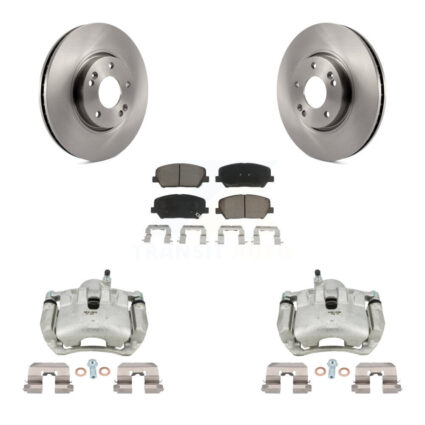 Front Brake Caliper Rotor Ceramic Pad Kit For 14 Kia Forte SX Without 15″ Factory Wheels KC8-100327C