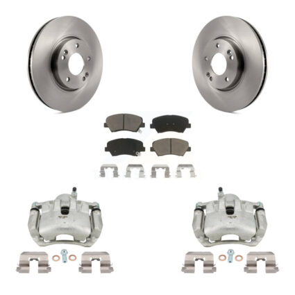 Front Brake Caliper Rotors Ceramic Pad Kit For 2014 Kia Forte SX With 15″ Factory Wheels KC8-100328C