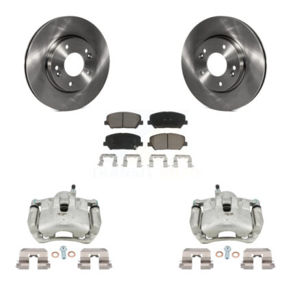 Front Brake Caliper Rotor Ceramic Pad Kit For 14 Kia Forte LX Without 15″ Factory Wheels KC8-100333C