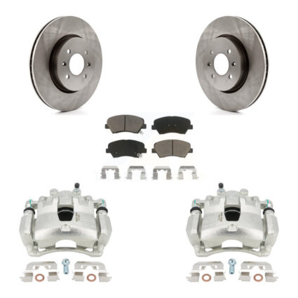 Front Brake Caliper Rotor Ceramic Pad Kit For 2017 Kia Rio LX EX With 14″ Factory Wheels KC8-100336C