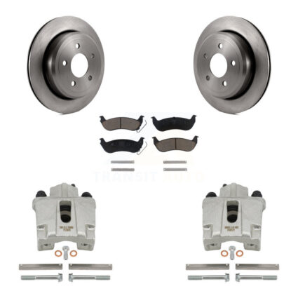 Rear Brake Caliper Rotor & Ceramic Pad Kit For Ford Crown Victoria Mercury Grand Marquis KC8-100363C