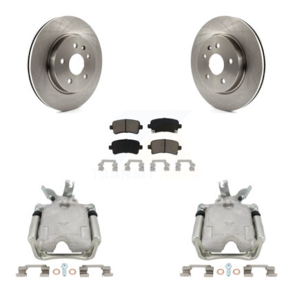 Rear Brake Caliper Rotors & Ceramic Pad Kit For Chevrolet Malibu With 17″ Factory Wheels KC8-100377C