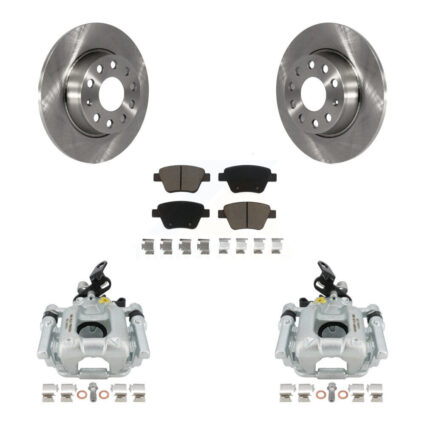 Rear Brake Caliper Rotor & Ceramic Pad Kit For Volkswagen Jetta Golf Passat Audi GTI Eos KC8-100431C