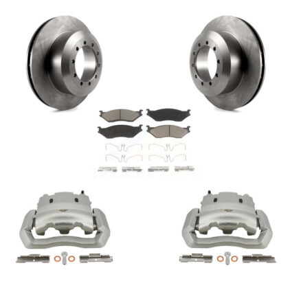 Rear Brake Caliper Rotor Ceramic Pad Kit For Ford E-550 Super Duty F-450 F-550 Econoline KC8-100452C