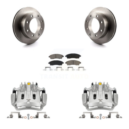 Rear Brake Caliper Rotor & Ceramic Pad Kit For Ford Excursion With Forward Mount KC8-100523C