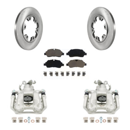 Rear Brake Caliper Rotor Ceramic Pad Kit For 15-19 Ford Transit-350 HD With 6 Lug Wheels KC8-100569C